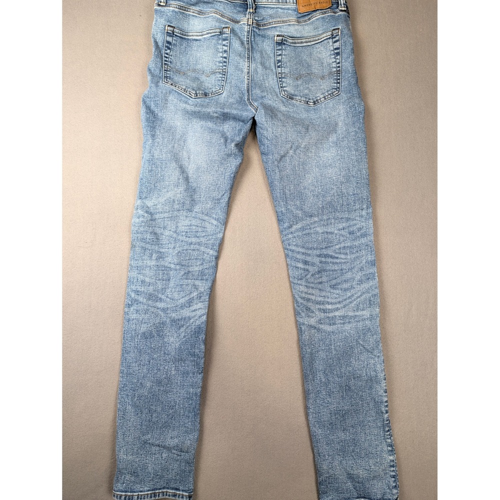 American Eagle Airflex+ Slim Jeans Mens 32x36 Light Wash Blue Denim Pants - Picture 7 of 8